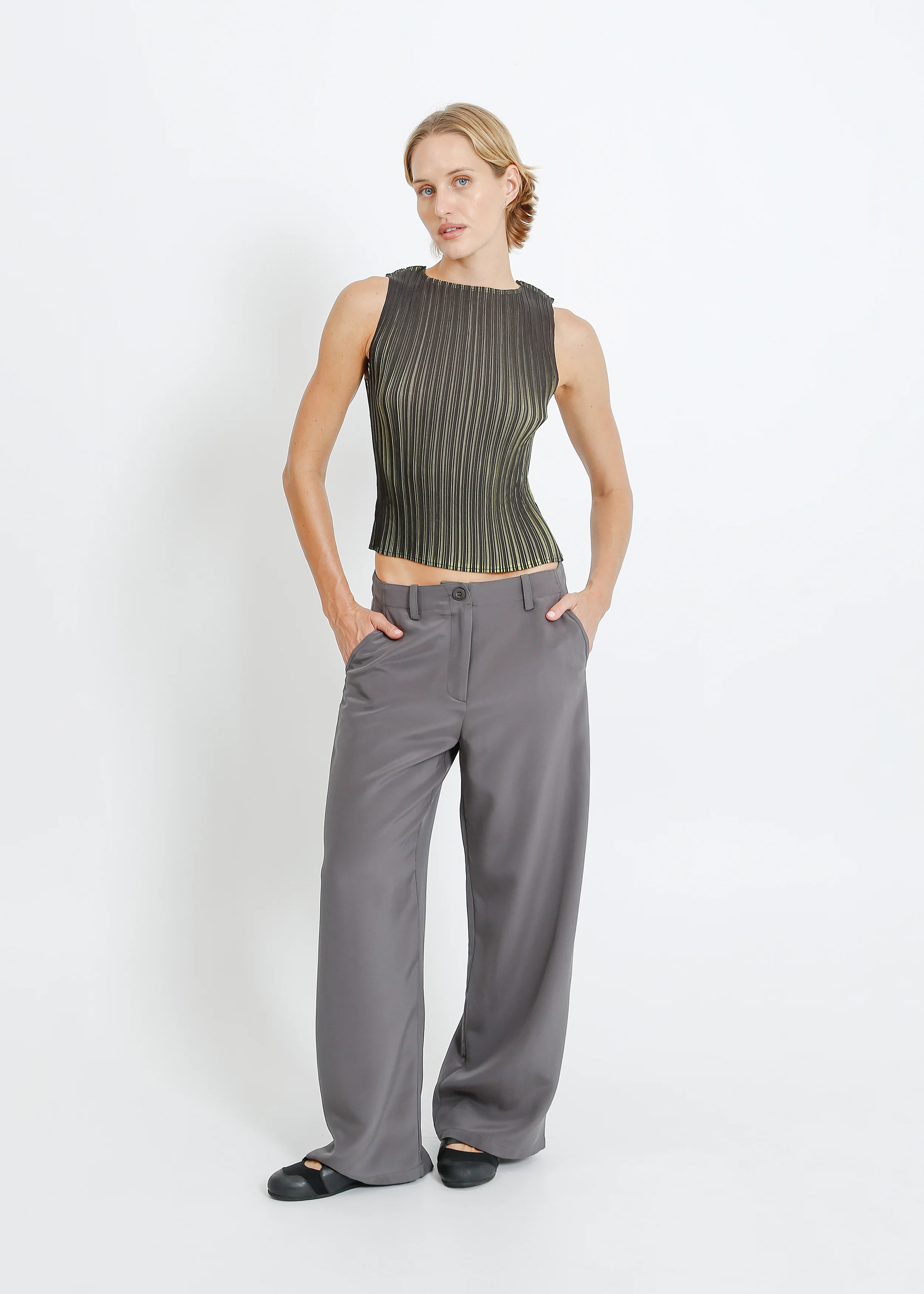 Winn Pleat Top / Black-Chartreuse - Image 5